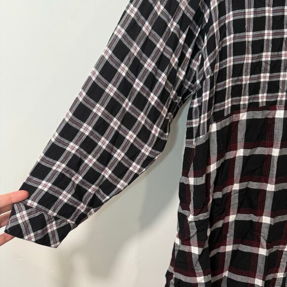 J. Jill Women's Tunic Top Shirt Dress Plaid Button Down LS Black Red Plus 2X - Picture 3 of 10